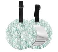 Scales Aqua Mint White Geometry Marble,Luggage Tags Pu Leather Name Tag Travel Suitcase Identifier ID Tags Durable Baggage Label 2 pcs