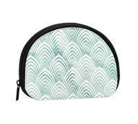 Scales Aqua Mint White Geometry Marble, Women's Storage Bag Shell Makeup Bag Small Coin Purse Shell Change Pouch