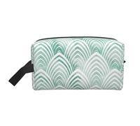 Scales Aqua Mint White Geometry MarbleLarge Capacity Cosmetic Organizer，Travel Makeup Bag for Women