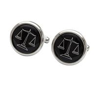 Scales of Justice Cufflinks - Onyx Art CK177 Wedding Novelty Gift Cuff Links In Premier Life Packaging