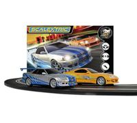 Scalextric C1465M Fast and Furious Race Set, Scalextric Cars, 1:32 Scale | Supra Mk IV & Skyline R34, Underglow Lighting, Mains Powered, 10 track Pieces, Kids Car Track