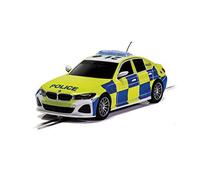 Scalextric BMW 330i M-Sport Police Car 1:32 Slot Race Car C4165, Yellow, Blue & White