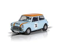Scalextric C4325 Austin Mini Cooper S - Gulf Edition Nick Riley & Gabriele Tarquini, Orange/Blue