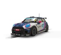 Scalextric C4410 Mini Cooper F56 - Bradley Gravett 2024, White/Blue/Pink | Toy Slot Car for use with Race Tracks and Set, Gift Ideas for Kids and Adults, Scalextric Accessories