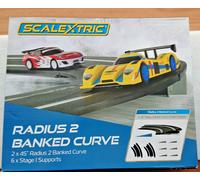 Scalextric C8296 Track Extension Pack Radius 2 Banked Curves & Supports NEW