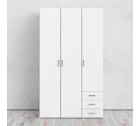 scalia wooden wardrobe with 3 doors 3 drawers in white