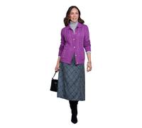 Scallop Edge Cable Knit Cardigan Button-Through Collared Design with Amber Violet 20-22