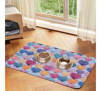 Scallop Edge Heart Printed Pet Bowl Mats, Non-Slip And Tasteless Dog And Cat Feeding Mats