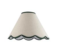 Traditional Scallop Edge Natural Textured Linen Coolie Lamp Shade with Forest Green Cotton Trims | 30cm x 20cm | for Ceiling Pendant or Lamp by Happy Homewares
