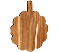 Scalloped Acacia Wooden Cutting Board with Handle, Wood Boards Kitchen Chopping Boards for Pizza, Bread, Cheese, Fruits, Vegetables, 12 x 10 x 0.63 Inch
