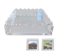 Scalloped Acrylic Tray, Acrylic Scalloped Tray With Magnetic Mat, Decorative Organizer Tray Photo Frame In Acrylic,Tray For Necklaces, Bracelets, Rings