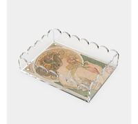 Scalloped Acrylic Tray for Decor 7"x5" with Removable Magnetic Mat Outdoor Catchall Tray for Photo/Art/Message,Decorative Display & Organizer for Small Items，Serving for Bathroom Counter Organizer