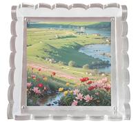 Scalloped Acrylic Tray | Scalloped Acrylic Organizer Tray Clear Photo Frame | Magnetic Mat Design Necklaces Rings Keys Storage Tray for Study Room,