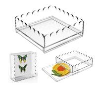 Scalloped Acrylic Tray with Magnetic Mat - 6.7"x6.7" Vanity Tray for Perfume with Drawer,Customizable for Photos,Artwork,Jewelry，Messages,Durable Perfect for Home Decor,Bathroom Counter Organizer