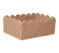Scalloped Edge Basket, Stackable Wicker Baskets, Hand Woven Baskets, Home Storage for Bathroom, Bedroom, Kitchen/14.2x10.6x5.9 Inch