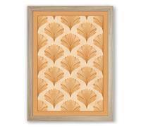 Scalloped Fan Pattern Art Deco Framed Wall Art Print A3 (42×29.7cm) Oak, Wall Decor for Living Room, Bedroom, Office & Home, Ready to Hang, Art Gift