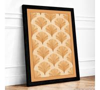 Scalloped Fan Pattern Art Deco Framed Wall Art Print A4 (29.7×21cm) Black, Wall Decor for Living Room, Bedroom, Office & Home, Ready to Hang, Art Gift