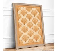 Scalloped Fan Pattern Art Deco Framed Wall Art Print A4 (29.7×21cm) Oak, Wall Decor for Living Room, Bedroom, Office & Home, Ready to Hang, Art Gift