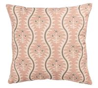 Scalloped Floral Block Print Cushion Cover in Blush Pink. Cotton and Linen Fabric, Geometric Flower Print. 17x17" Square Cover Only