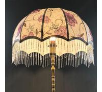 Scalloped Lamp Shade, Bottom 20cm Victorian Floral Lamp Shade with Fringe, Replacement Antique Fabric Lampshade for E27 Table Lamps Floor Lamps (Style 2)