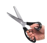 Scalloped Pinking Shears for Fabric, Multifunction Stainless Steel Craft Decorative Edge Scissors, Professional Handheld Dressmaking Supply for Leather Clothing Sewing Paper Craft (Scalloped 10mm)