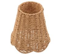 Scalloped Rattan Lamp Shade Clip on Design for Nightstand Reading | Handwoven Texture, Gentle Illumination, Space-saving Fit, Boho Farmhouse Styling, Suitable for Apartments and Bedside Use