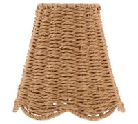 Scalloped Rattan Lamp Shade Clip-On for Bedroom(Lamp Shade) | Boho Farmhouse Style, Softens Direct Light, Handwoven Texture, Creates Gentle Wave Patterns, Space-Saving Bedside Décor
