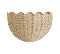 Scalloped Wall Basket - Semiround Woven Hanging Baskets, Natural Woven Rattan Organizer, Scalloped Home Decor For Flowers Front Door Bathroom Storage
