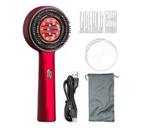 Scalp Massage Brush, Scalp Oil Applicator, Scalp Massager, Electric Massage Comb Hair Brushes, 2-in-1 Electric Hair Oil Applicator Comb, Scalp Massager with 3 Gears, Hair Scalp Measure, red, see