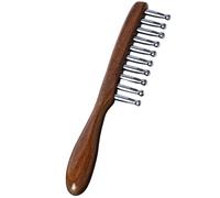Scalp Massage Comb Wooden Handle Anti-Static Terahertz | Gentle Detangling Comb for Wet Dry Long Short Hair Knots Frizz Breakage, Daily Self-Care Tension Relief