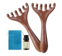 Scalp Massager 2 Wooden Manual Brushes Portable 6 Claw Relaxation Tools for Hair Spa Face Neck Care | Compact Size 15x7cm, Home Use