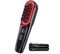 Scalp Massager - 2400 RPM Side-to-Side Vibration & Red Light Therapy Head Massager for Scalp/Face/Neck Relief, 50 LED Beads, 5-Speed Levels, Portable with Charging Dock