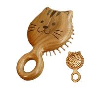 Scalp Massager Brush Ergonomic Wooden Cat Flexible Bristles