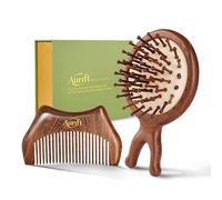 Scalp Massager Brush & Gua Sha tool: Massage Comb Set for Hair Growth, Scalp Stimulation, Face Sculpting & Nose/Eyes Relief, Lymphatic Drainage, with Gift Box, King Wood (Natural Wood)