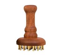 Scalp Massager - Flexible Bronze Wire Configuration, Painted Wooden Handle, Circulatory Support, Stress Relief Structural Integrity | Self-Care Relaxation Device Ges