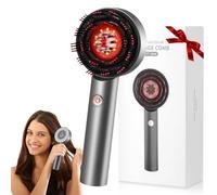 Scalp Massaging Brush and Hair Oil Applicator, Electric Scalp Massager for Hair Growth, Red Light Therapy Cordless Head Massage Comb, IPX7 Waterproof, 3 Massage Modes & 6ML Oil Dispenser, Gray