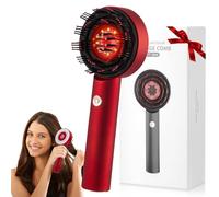 Scalp Massaging Brush and Hair Oil Applicator, Electric Scalp Massager for Hair Growth, Red Light Therapy Cordless Head Massage Comb, IPX7 Waterproof, 3 Massage Modes & 6ML Oil Dispenser, Red