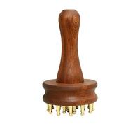 Scalp Meridian Stimulator - Brass Dental Relaxation Therapy, Blood Circulation Enhancer with Long Handle and Gua Sha Effect, Ergonomic Wellness Device, Deep Tissue Comfort Design, Support