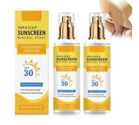 Scalp Sun Protection Spray SPF30+ Scalp Protector, Scalps Sunscreen Non-Greasy UV Protection, Mineral Sunscreen Sprays Prevent Hair Color Fade/Dryness, Portable for Hiking/Beach/Running (2)