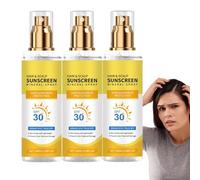 Scalp Sunscreen, 3 Pack SPF30 Scalp and Hair Sun Protection Spray, Anti Drying Anti Fading Scalps Protector Mineral Mist, Non Greasy UV Hair Protector Spray, for All Hairs Types