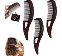 Scalp Sweep Detoxing Dandruff Comb with Button, Hollow Tooth Hairbrush, with Skin Scraping Handle, Dandruff Comb Press on Scalp Sweep Detox for Women Men (3pcs)