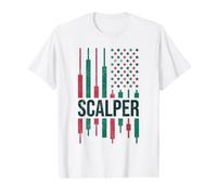 Scalper Trader Candlestick Chart - USA Flag Scalp Trading Value Graphic T-Shirt