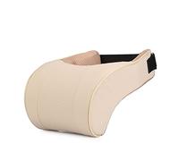 SCALZE Car Neck Pillow PU Leather Auto Car Neck Pillow Memory Foam Pillows Neck Rest Seat Headrest Cushion Pad automobiles accessories Car Neck Support Pillow (Size : Beige)