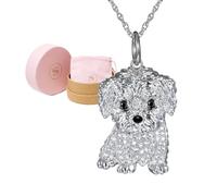 SCAMPER & CO Silver Dog Breed Cubic Zirconia Pendant Necklaces for Women | Easy closure, Decorative backplate, Genuine gemstone Cubic zirconia, Dog lover gift, Gift for her, Everyday elegant wear