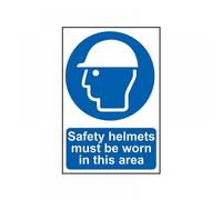 Scan PVC Safety Sign - Safety Helmets Must Be Worn in This Area - Self-adhesive 200 x 300mm