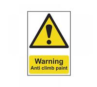Scan PVC Sign 1113 – Warning: Anti-Climb Paint – Self-Adhesive – 200 x 300 mm – White
