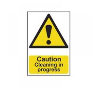 Scan SCA1114 Self adhesive PVC sign - Caution Cleaning in progress - 200 x 300mm