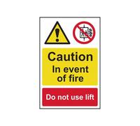 Scan Caution Event of Fire Do Not Use Lift PVC Sign 200mm 300mm Standard