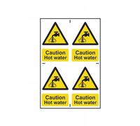 Scan PVC Sign SCA1309 Caution Hot Water Self-adhesive Pack of 4 100 x 100 mm