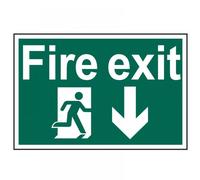 Scan Fire Exit Running Man Arrow Down - PVC 300 x 200mm SCA1503